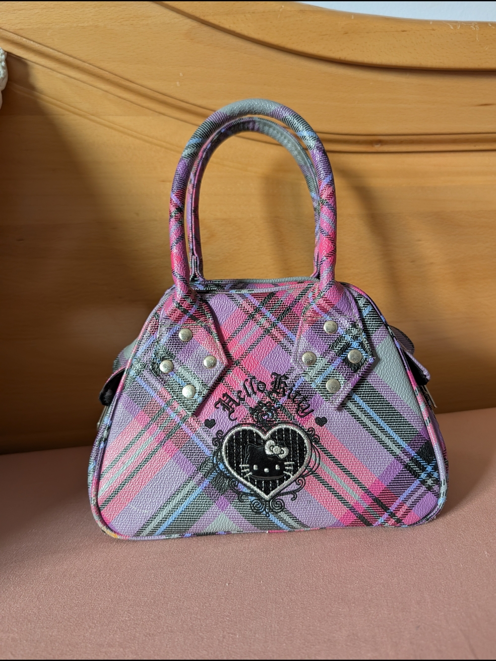 Hello Kitty Plaid Heart Accent Satchel Bag